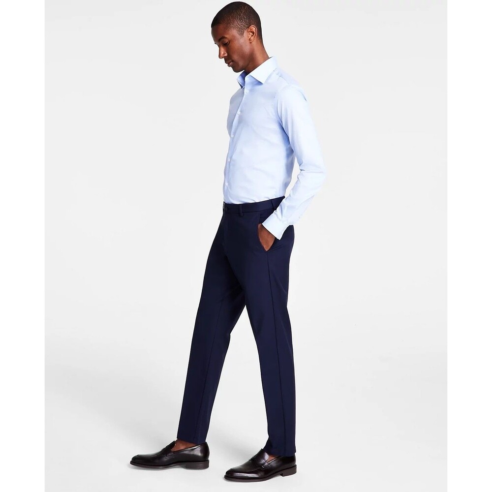 $98 NEW MICHAEL KORS MENS 40X32 SOLID NAVY STRETCH TROUSERS DRESS PANTS SLACKS